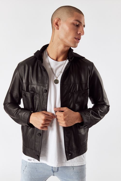 Campera De Cuero Jeremias Negro