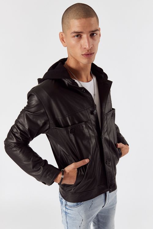 Campera De Cuero Jeremias Negro