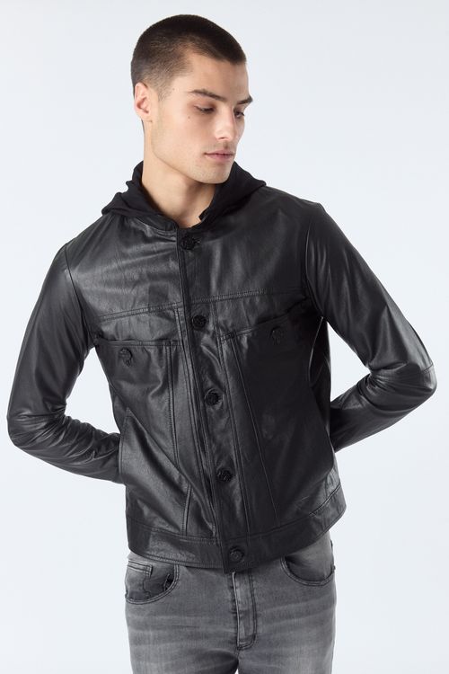 Campera De Cuero Jishi Negro
