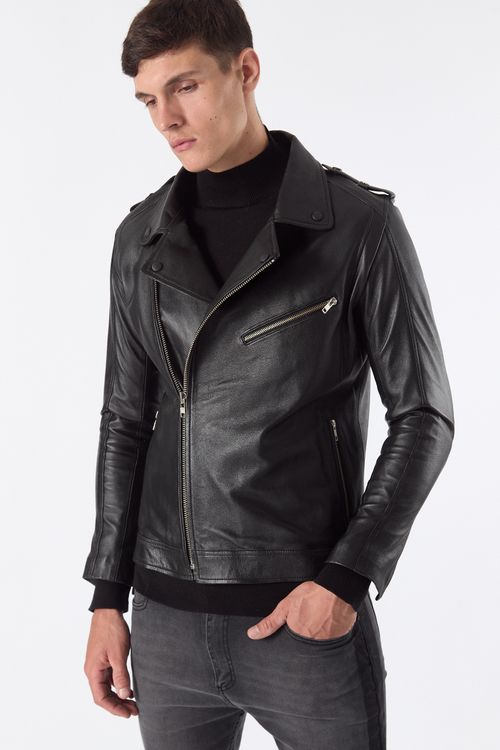 Campera De Cuero Jovel Negro