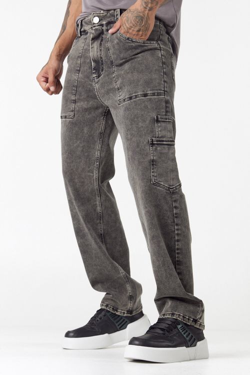 Jean Wide Leg Train Negro
