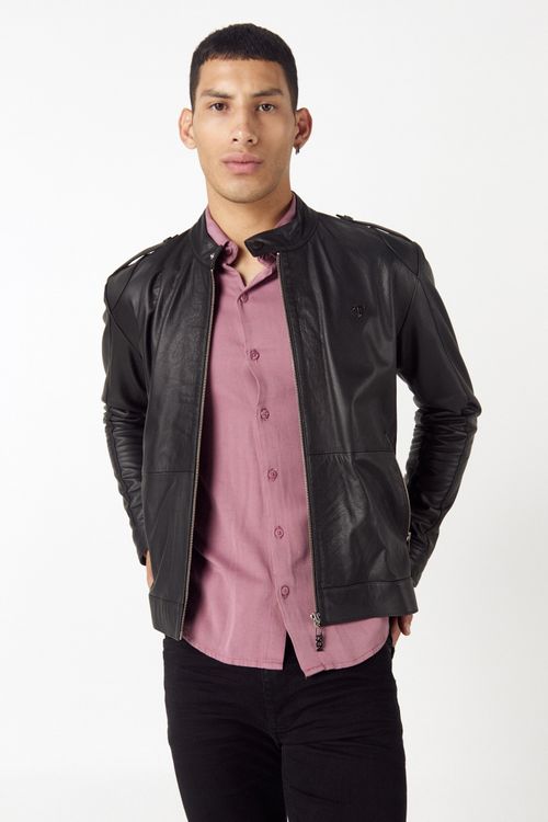 Campera De Cuero Jasha Negro