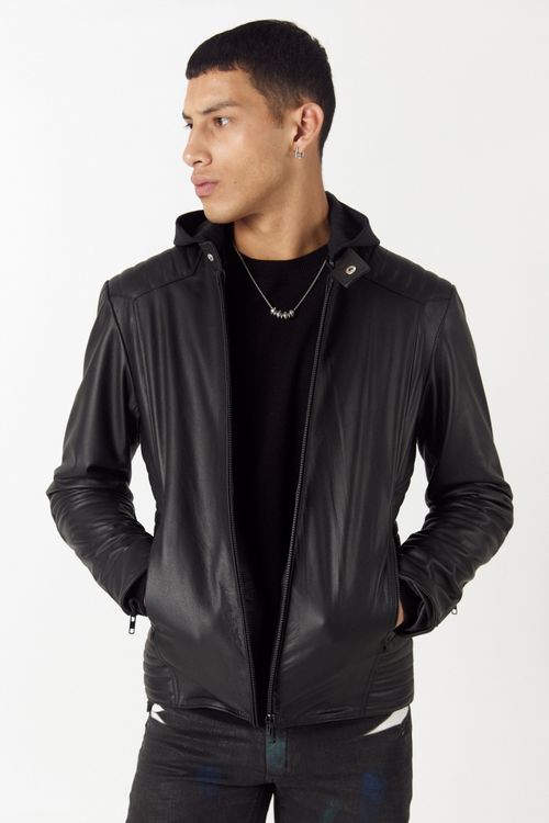 Campera De Cuero Jaspar Negro