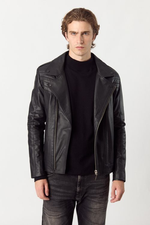 Campera De Cuero Jeam Negro