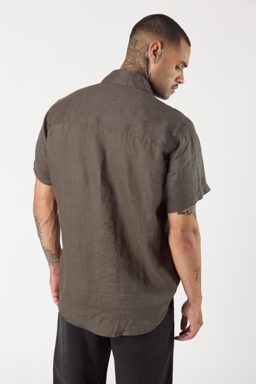Camisa de lino Mc Omi Gris Topo