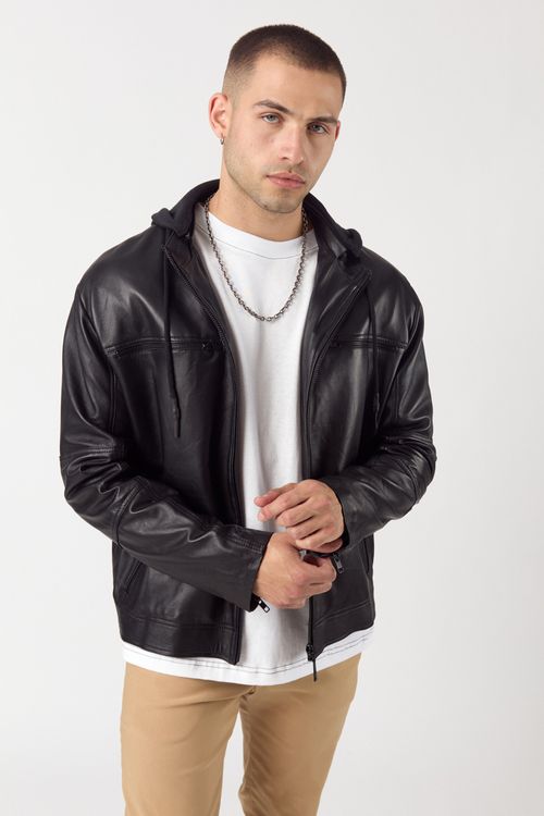 Campera De Cuero Jonns Negro