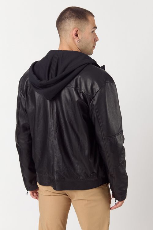 Campera De Cuero Jonns Negro