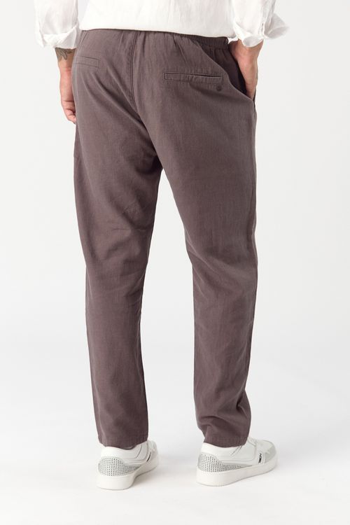Pantalon de lino Paciano Gris Topo