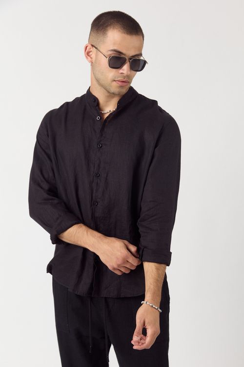 Camisa de lino Ml Abernet Negro