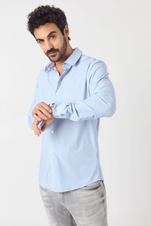 Camisa Ml Aurora Plus Celeste