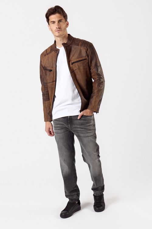 Campera de Cuero Jaipur Marron